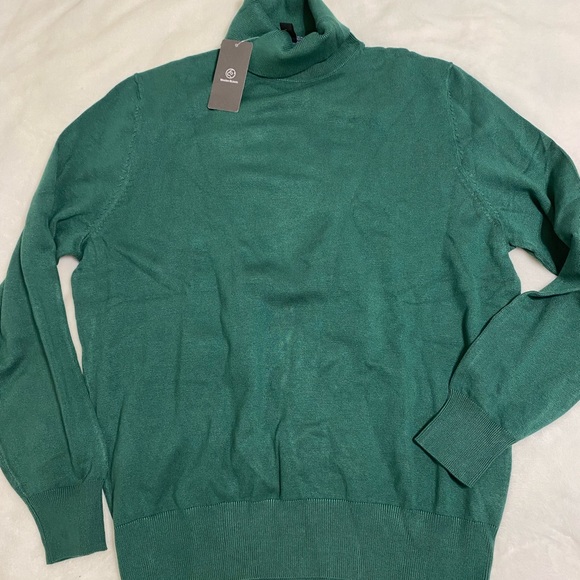 Woolen Bloom Knit Turtleneck Shirt Green - Picture 3 of 7